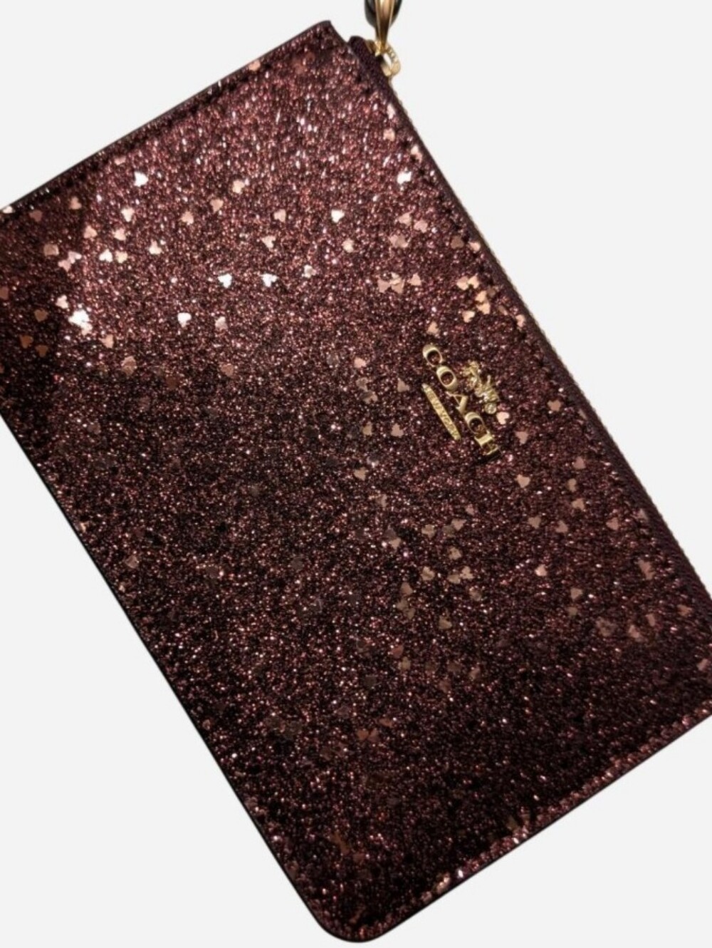 Brand New Coach Heart Glitter Wristlet in Raspberry Pink, The Glitter Collection